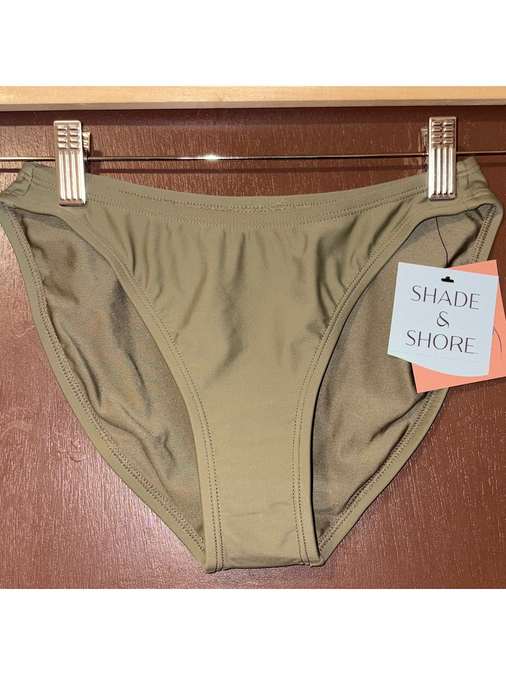 Shade & Shore High-Leg Low Rise Bikini Bottom (Green - Extra Small)